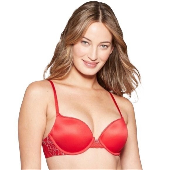 Auden The Radiant Plunge Push-Up Bra Ripe Red - Size 36A - Picture 1 of 6